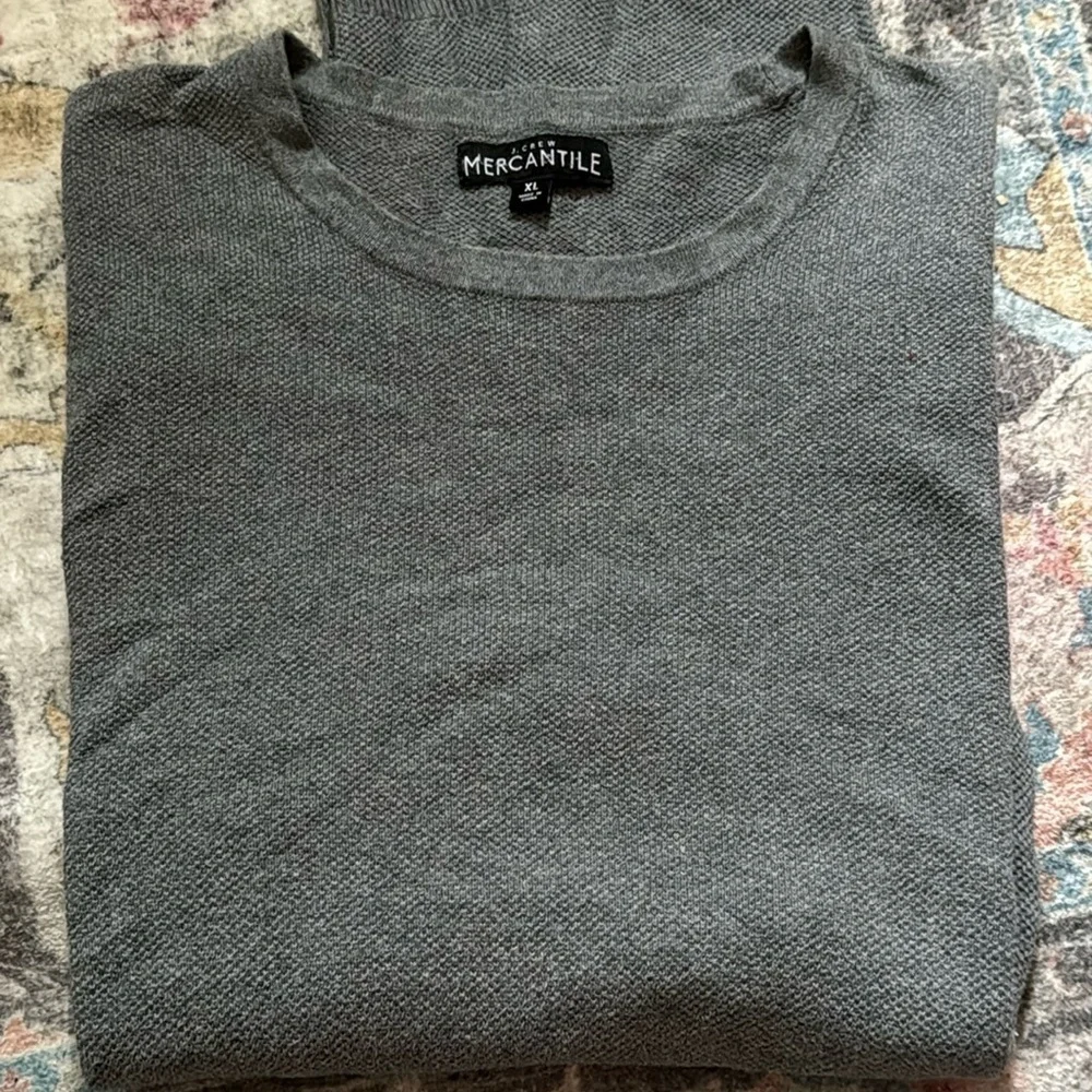 J. Crew Mercantile 100% cotton light sweater gray crew neck long sleeves Sz XL